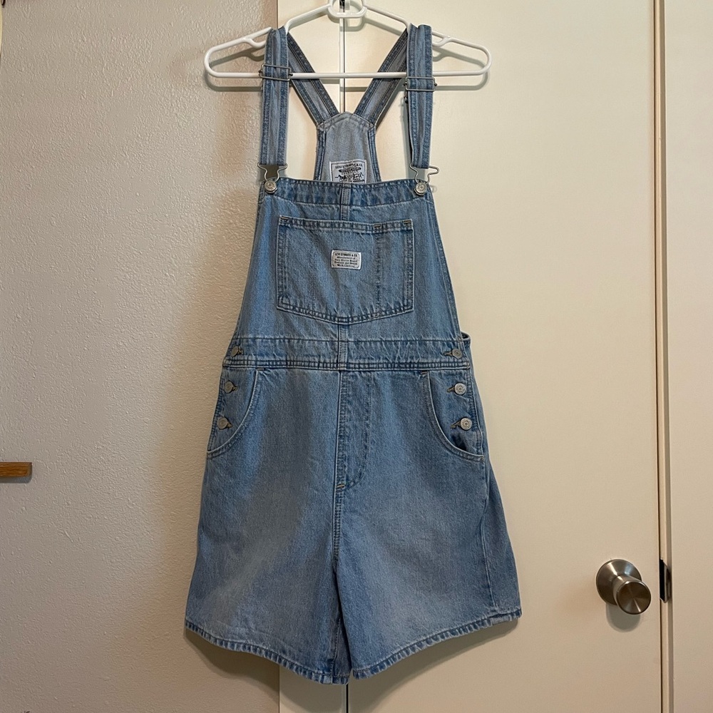 Levi's Blue Denim Overalls Shorts- Shortalls